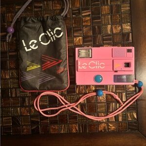 Pink Film Camera with Carry Pouch